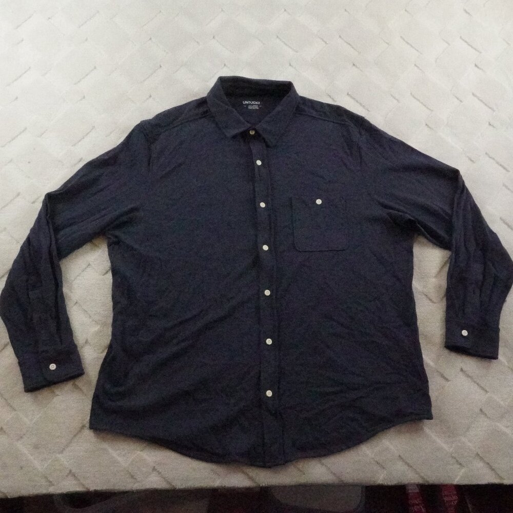 UNTUCKit Button Up Shirt Mens 2XL Navy Blue Formal Preppy